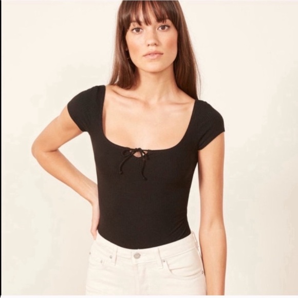 Reformation Tops Nwt Reformation Loren Black Bodysuit Poshmark